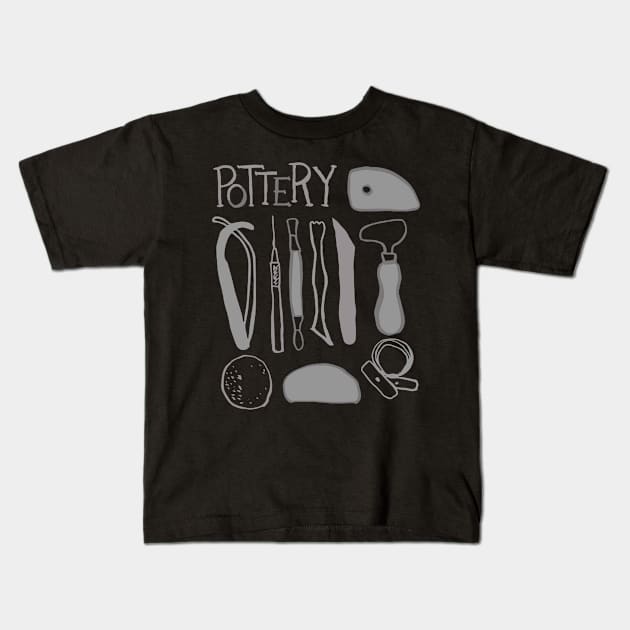 Pottery Tools Kit Kids T-Shirt by Teequeque